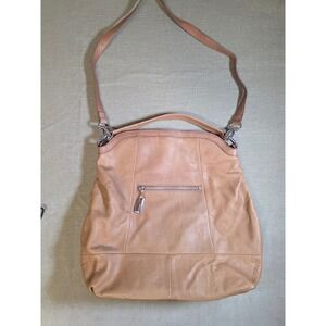 B Makowsky Tan Leather Hobo Bag Crossbody Shoulder Tote Large Camel Brown